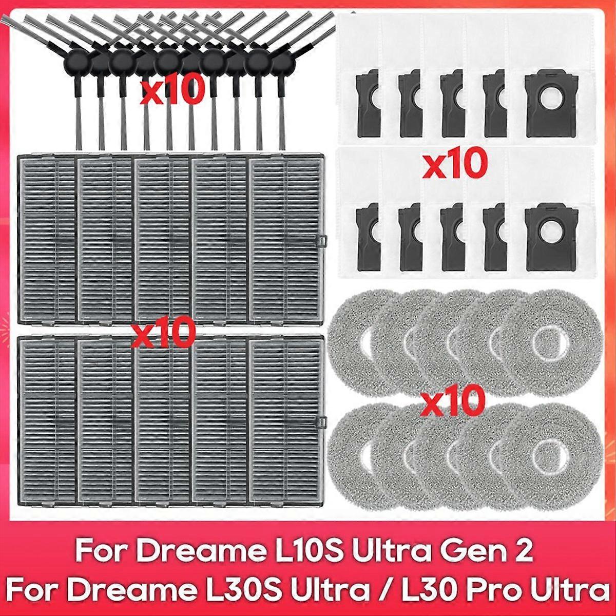 Set Bestehend Aus 2 Seitenbürsten, 2 Wischpads Und 2 Hepa-filtern Für Die Saugroboter L10s Ultra Gen 2 Und L30s Ultra, Kompatible Ersatzteile, Komplettes Reinigungsset, Langlebiges Zubehör