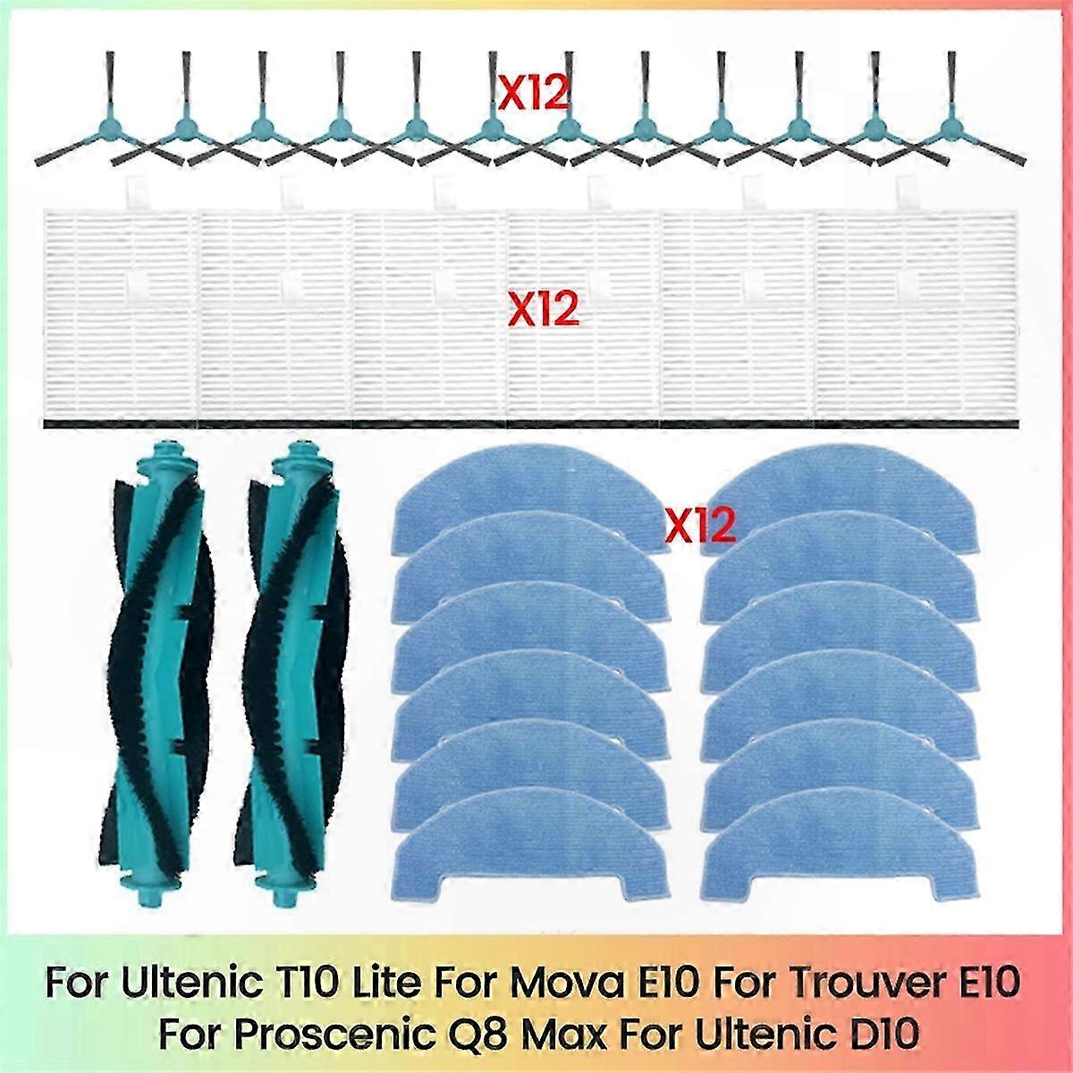 Hauptseitenbürste, Filter Und Ersatzmopp Für Die Staubsauger T10 Lite, D10, Q8 Max, E10 Pro – Kompatibles Ersatzteilset, Wartungszubehör, Effiziente Reinigung, Einfacher Austausch.