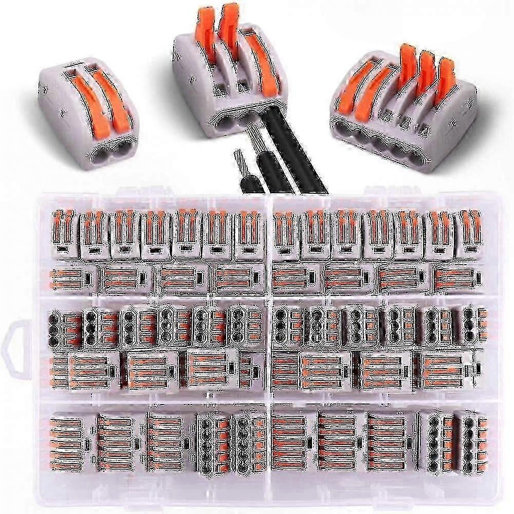 60-teiliger Elektrischer Verbinder Mit Hebel, Satz Von 20 2-wege-drahtklemmen, 30 3-wege-anschlüssen Und 10 Verteilerkanälen.