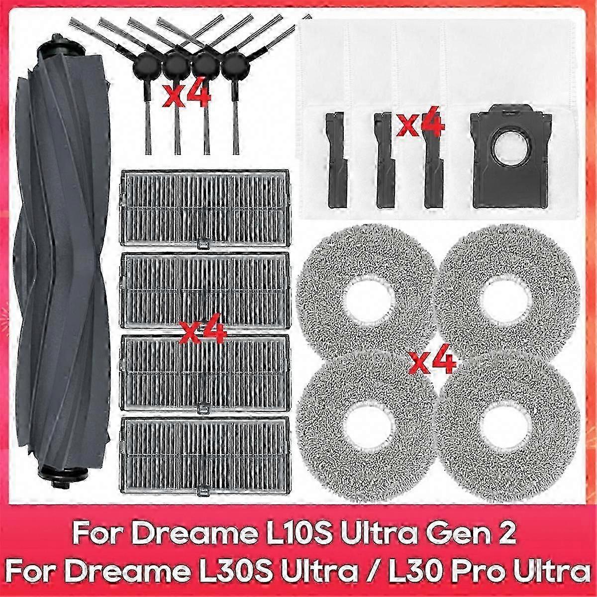 Ersatzset Für L10s Ultra Gen 2 / L30s Ultra / L30 Pro Ultra: Haupt- Und Seitenbürste, Filter, Wischmopp, Staubbeutel
