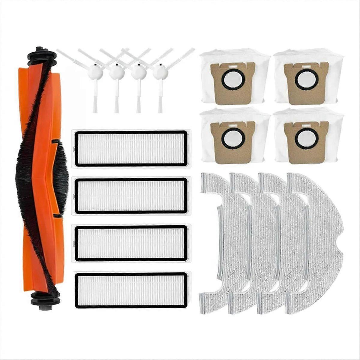 Set Mit 4 Zubehörteilen Für Saugroboter: Seitenbürste, Hepa-filter, Mikrofaser-mopp Und Staubbeutel, Kompatible Ersatzteile Für Die Bodenreinigung, Komplettes Wartungsset.
