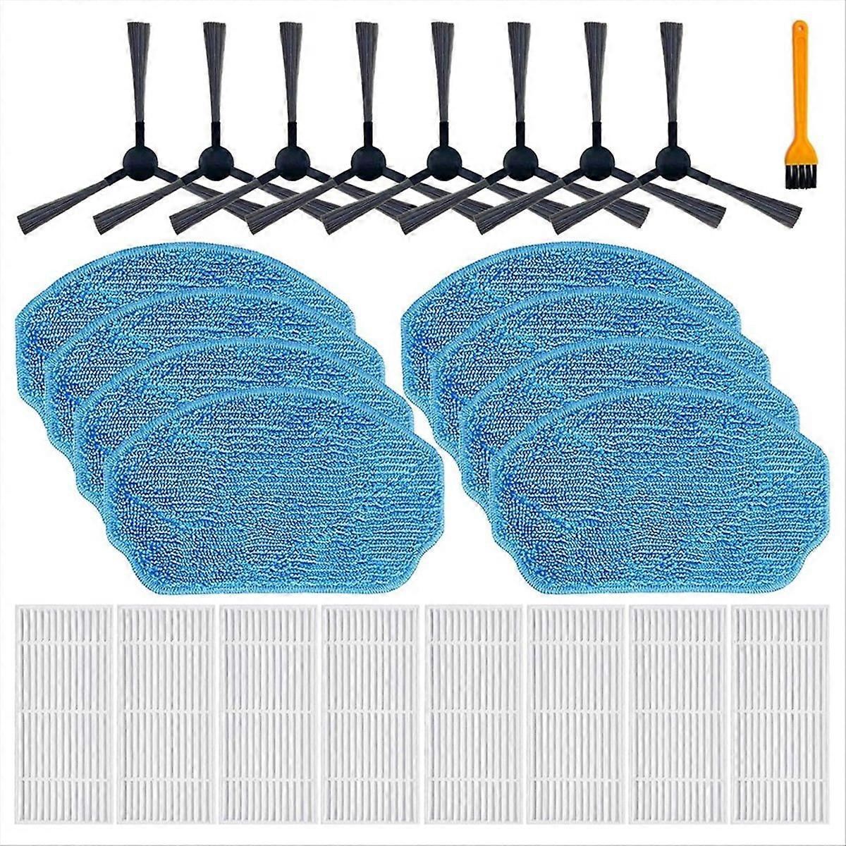 Set Mit 8 Ersatzteilen Für Den 2-in-1-saugroboter: Seitenbürsten, Hepa-filter, Waschpads, Kompatibles Ersatzzubehör Für Die Automatische Reinigung.