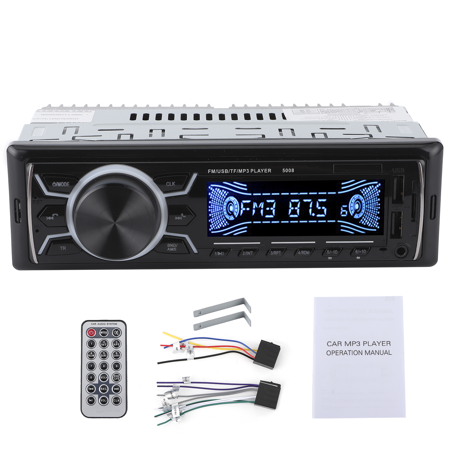 12v Bluetooth Fm Autoradio, Mp3/wma/usb-audioplayer, Fernbedienung Inklusive, Farbige Beleuchtung
