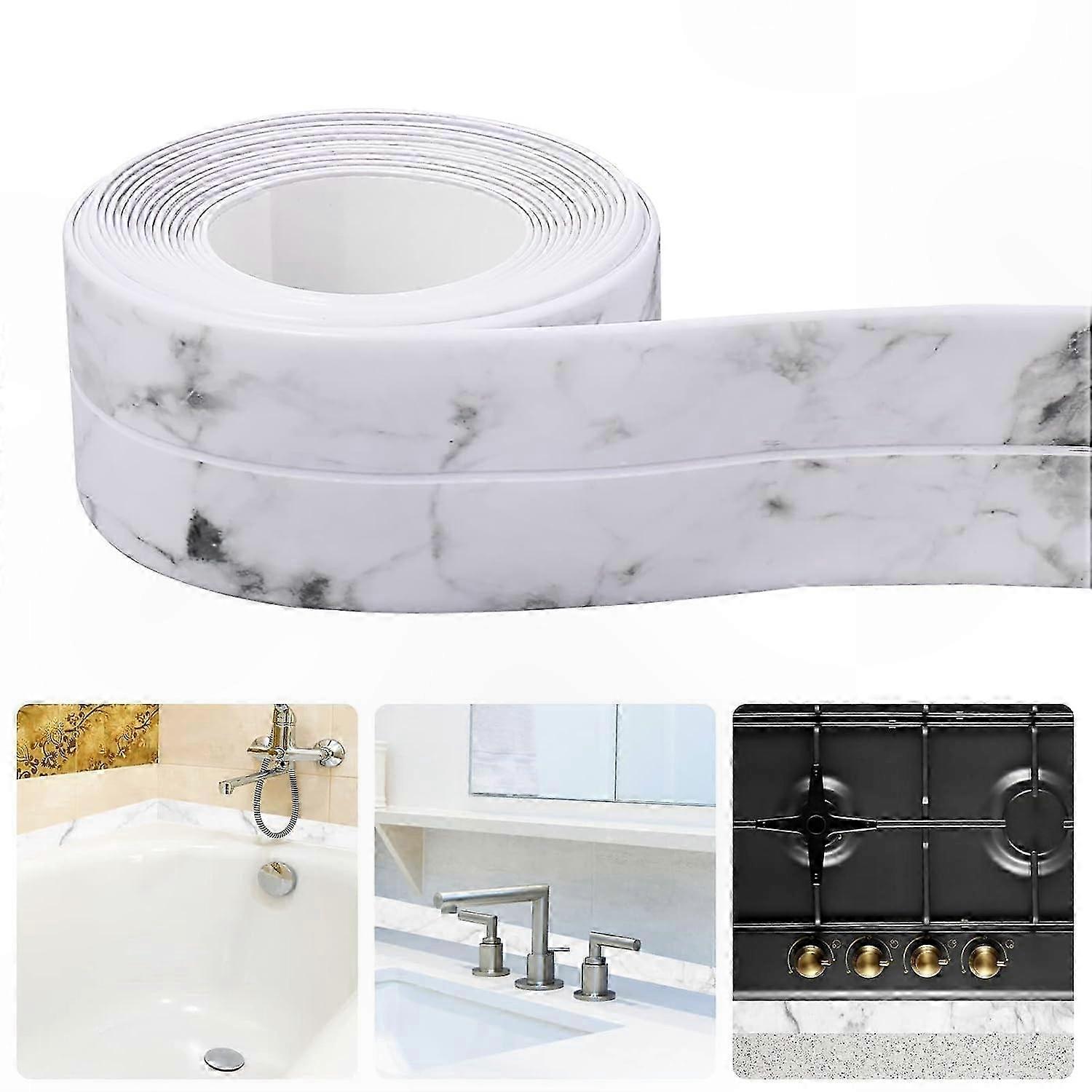 Pvc-dichtungsband (2 Stück), Selbstklebend, Wasserdicht, Für Badewanne, Waschbecken, Toilette, Badezimmerabdichtung, Kantenschutz Und Dekoration