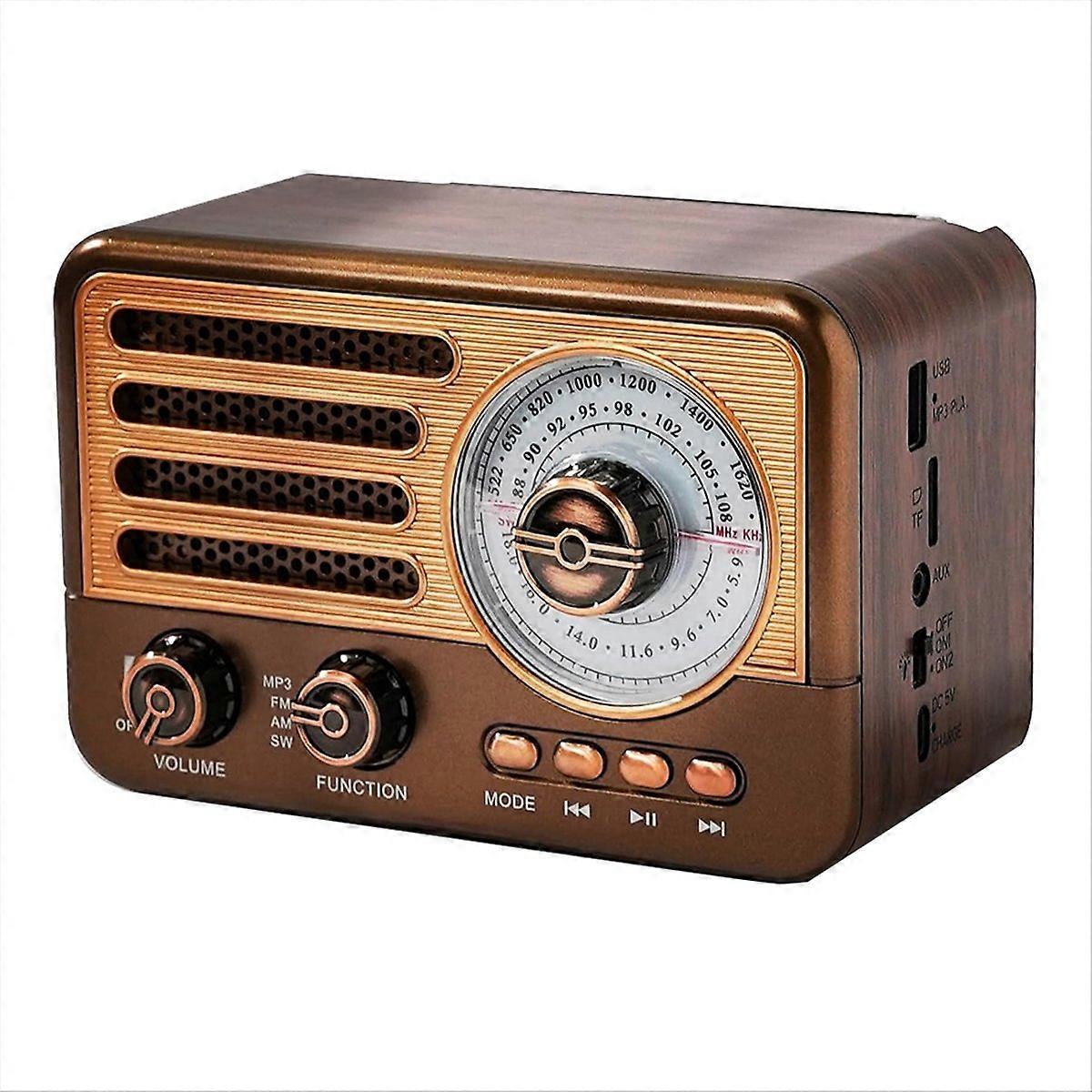 Vintage Mini Fm/am/sw-empfänger Mit Tragbarem Retro-bluetooth-lautsprecher