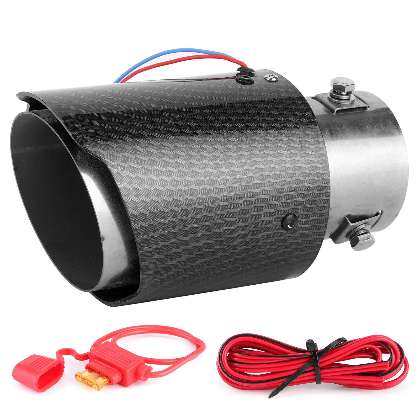 Auspuffrohr Mit Blauer Led-endkappe, 63 Mm Einlass, 90 Mm Auslass, Zum Austausch Des Autoschalldämpfers