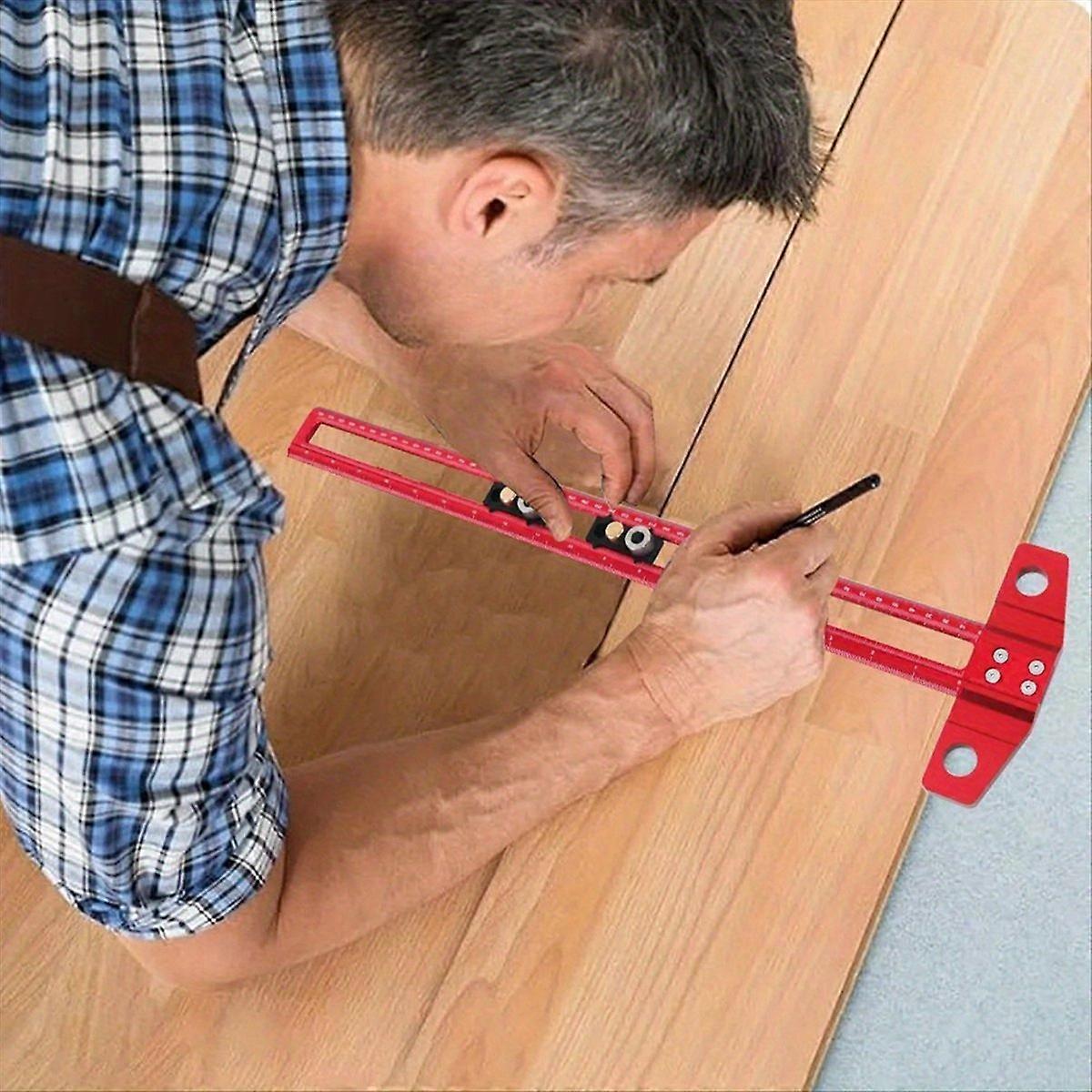 2-in-1 30cm Markierungs- Und Bohrlineal, Spitzes Markierungswerkzeug, Holzpositionierungslehre, Mess- Und Anritzwerkzeug, Präzises Holzbearbeitungsinstrument.