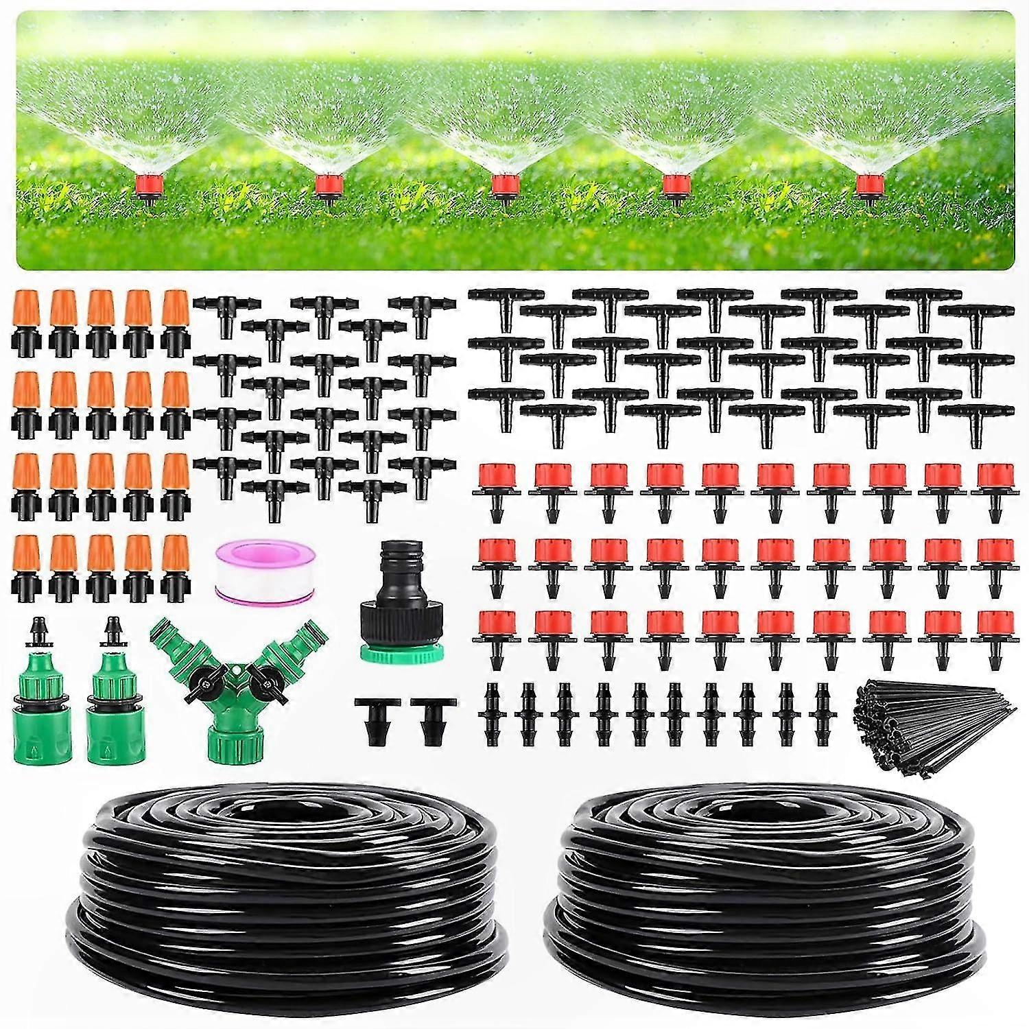 Gewächshaus-bewässerungsset, 30 M Automatisches Tropfbewässerungssystem Mit Verstellbarem 1/2-zoll-schlauch Und 1/4-zoll-absperrventil Für Gartenbewässerungslösungen