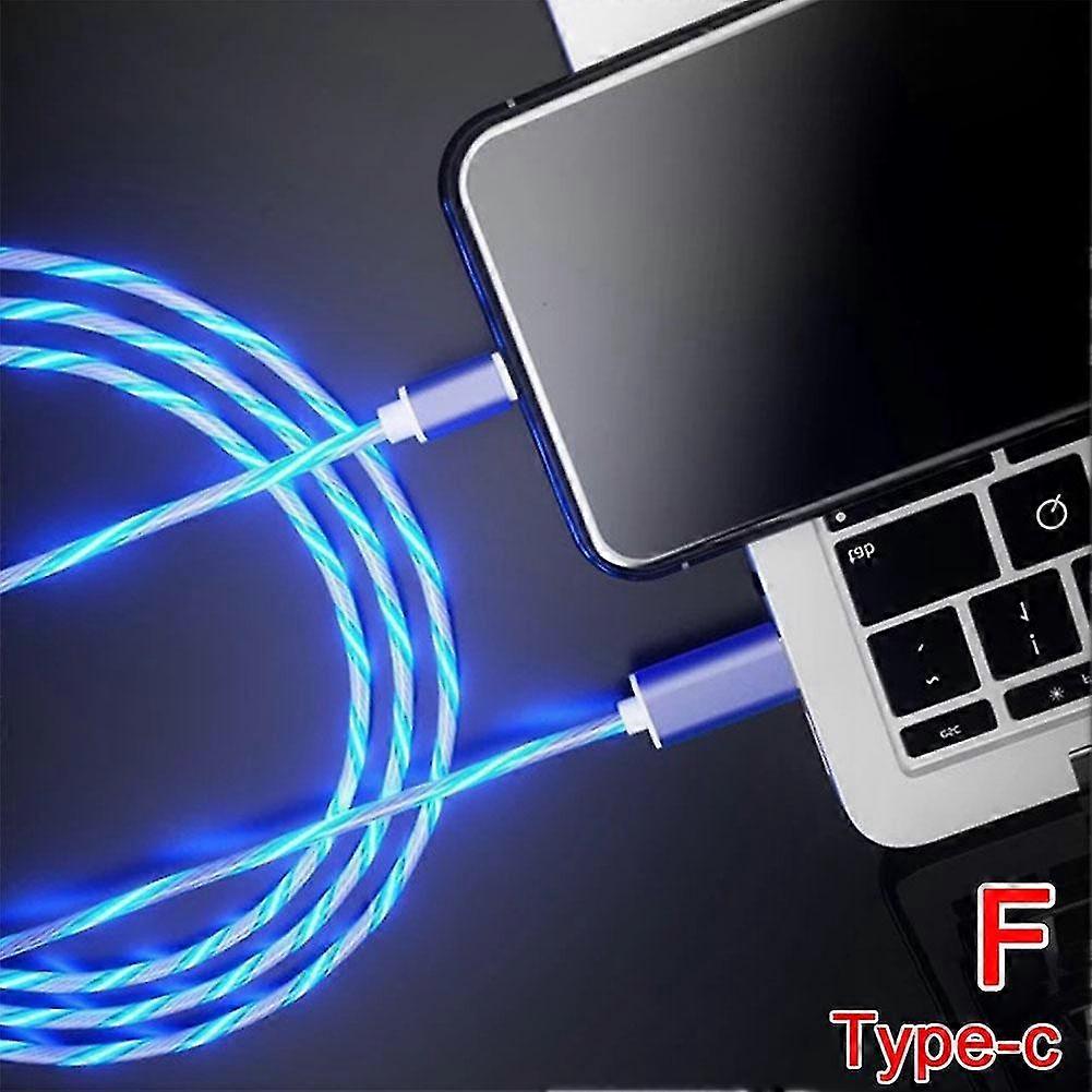Schnelles Usb-c-kabel Mit Led-farbverlaufsbeleuchtung, Farbig Beleuchtetes Ladegerät Für Android-smartphones, 2 M Langes Fluoreszierendes Zubehör, Hochgeschwindigkeits-datenübertragung