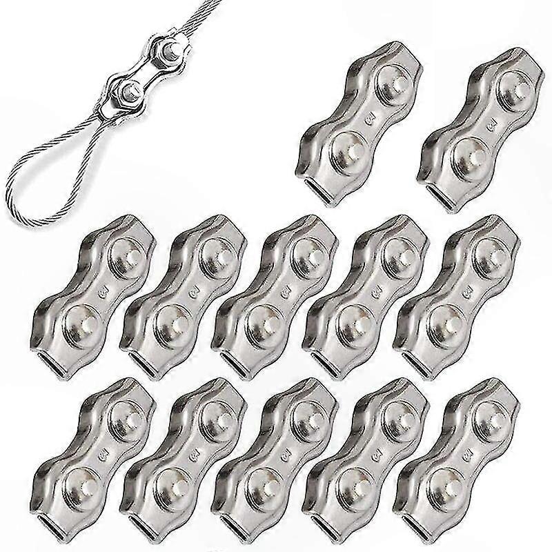 Packung Mit 12 M3-kabelklemmen Aus Edelstahl 304, Ideal Für Industrie, Baustellen Und Transportwesen, Doppelkabelklemmen Für Metallseile.