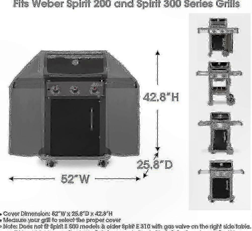 Wasserdichte 52-zoll-grillabdeckung, Uv- Und Witterungsbeständig, Kompatibel Mit Spirit 200/300, Strapazierfähige Grillabdeckung Für Den Außenbereich