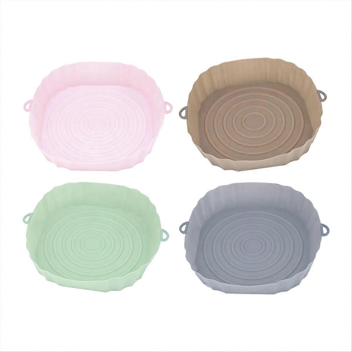 4-teiliges Set Wiederverwendbarer Silikon-heißluftfritteusen-körbe, Antihaft-backformen, Zubehörschalen Für Heißluftfritteusen