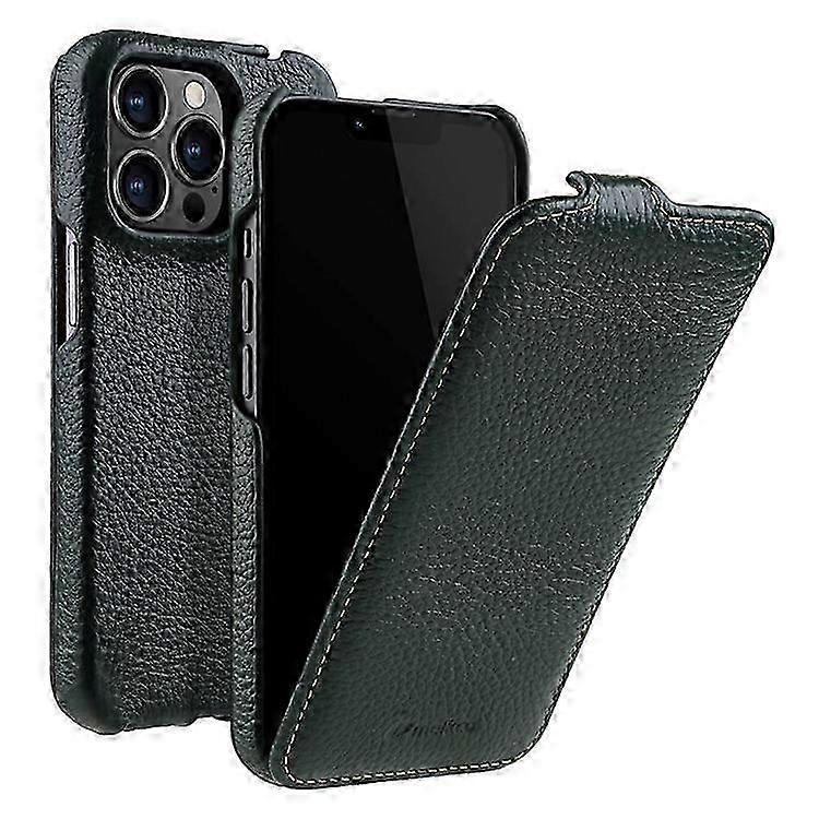Flip-case Aus Echtem Rindsleder Für Iphone 12/12 Pro – Strukturierte Pc-hülle Mit Vertikalem Litschi-design, Robuster Schutz