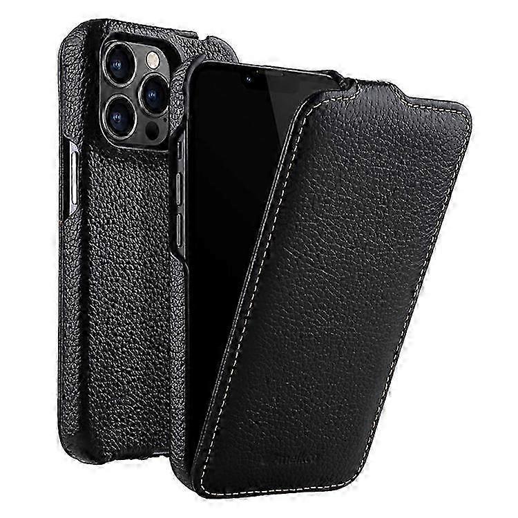 Elkco Flip-case Aus Echtem Rindsleder Für Iphone 12/12 Pro – Litschi-farbene, Strukturierte Pc-hülle, Premium-vertikalhülle