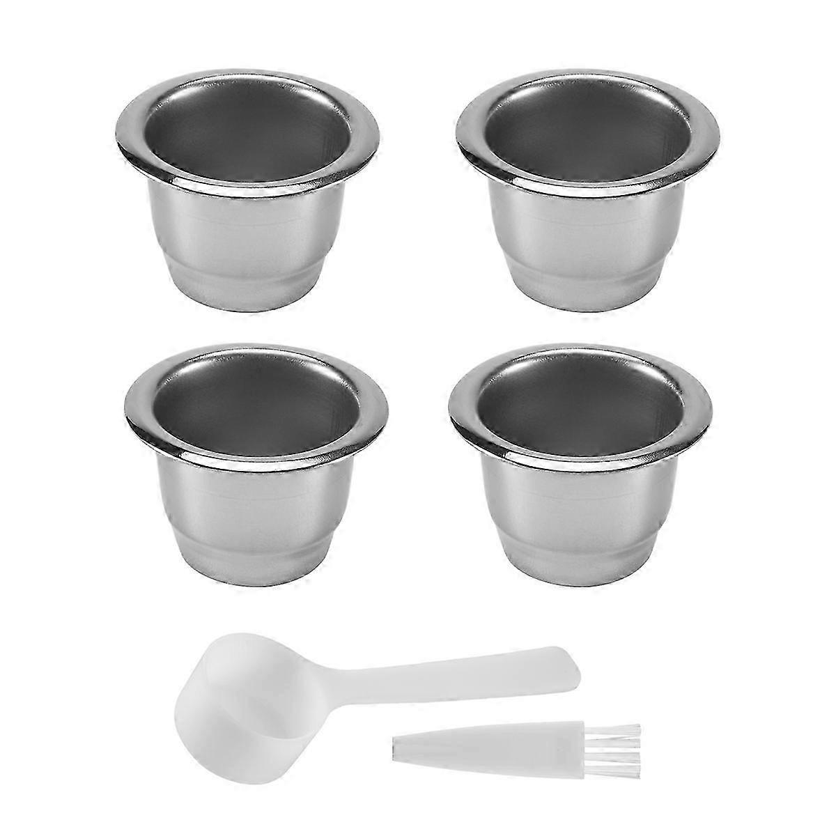 Set Mit 4 Wiederverwendbaren Edelstahl-espressokapseln, Kompatibel Mit Kaffeemaschinen, Umweltfreundliche Und Nachhaltige Nachfüllkapseln
