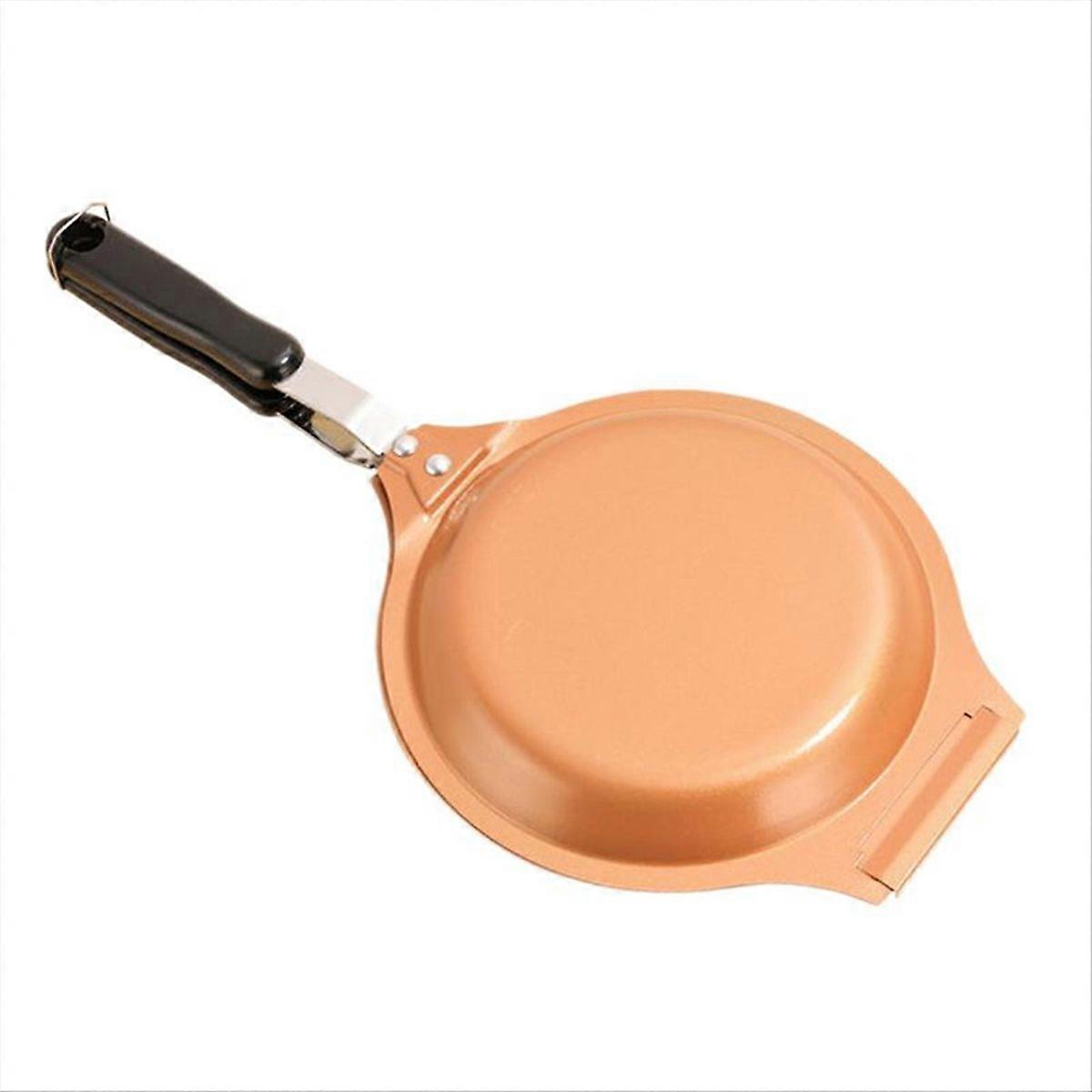 19 Cm Antihaftbeschichtete Edelstahl-bratpfanne, Doppel-omelettpfanne, Gesundes Und Einfaches Kochen, Für Den Täglichen Gebrauch, Isolierter Griff, Für Alle Herdarten Geeignet.