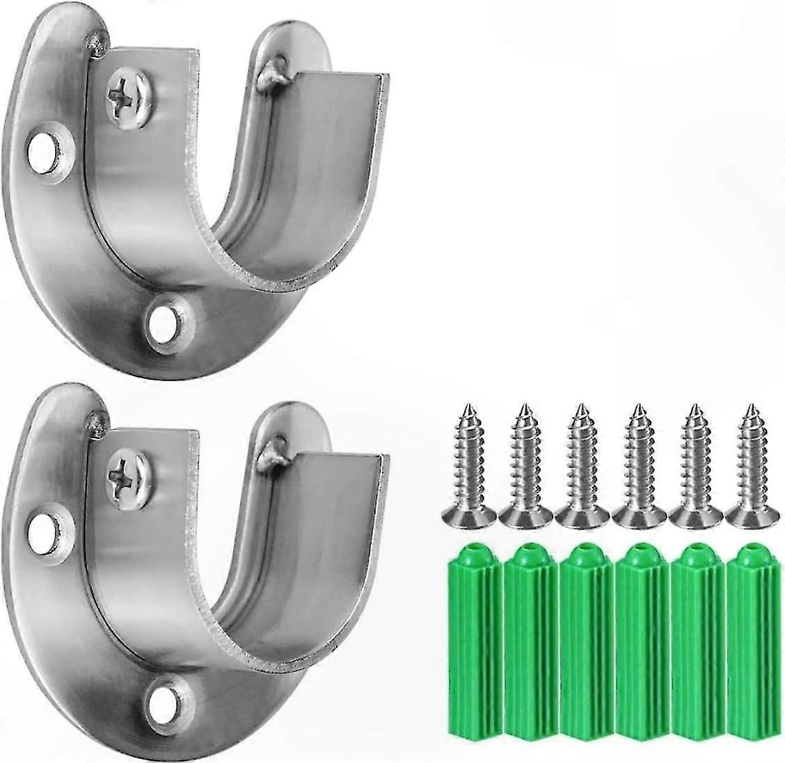 Set Mit 2 Verstellbaren U-förmigen Kleiderstangenhalterungen, Robuste Metallbefestigungen Für 32-mm-rohre, Hochbelastbare Kleiderstangenhalterungen Zur Aufbewahrung Von Kleidung