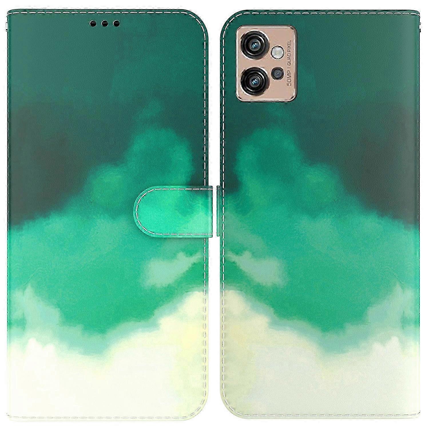 Lederhülle Mit Aquarellmuster Für Moto G32, Stilvolle Und Schützende Klapphülle, Künstlerisches Design, Hochwertige Verarbeitung, Robuste Hülle Mit Einzigartigem Aufdruck