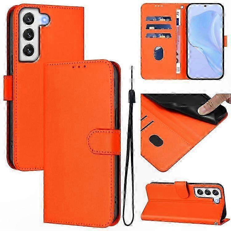 Leder-handyhülle In Unifarbe Mit Schlüsselring Für Samsung S21 Fe 5g, Schutzhülle Mit Weicher Oberfläche, Glattes Finish