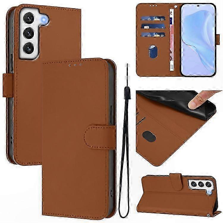 Glatte Leder-handyhülle Für Samsung S21 Fe 5g, Schutzhülle Mit Trageband, Weiche Oberfläche, Schlichtes Design