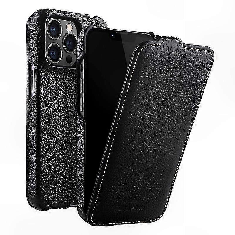 Vertikal Klappbare Schutzhülle Aus Echtem Rindsleder Für Iphone 12 Pro, Schützend Mit Litschi-textur Und Robustem Bezug