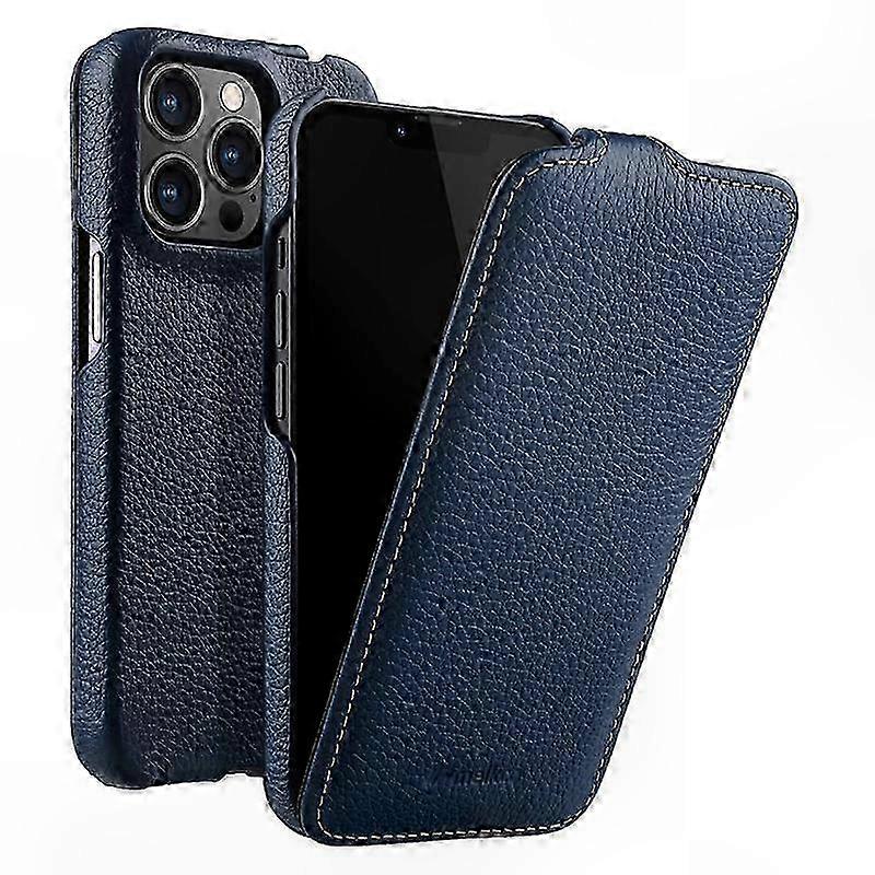 Vertikale Iphone 12 Pro Klapphülle, Echtes Rindsleder, Litschi-textur, Schutzhülle Mit Hartschale Und Weichem Futter