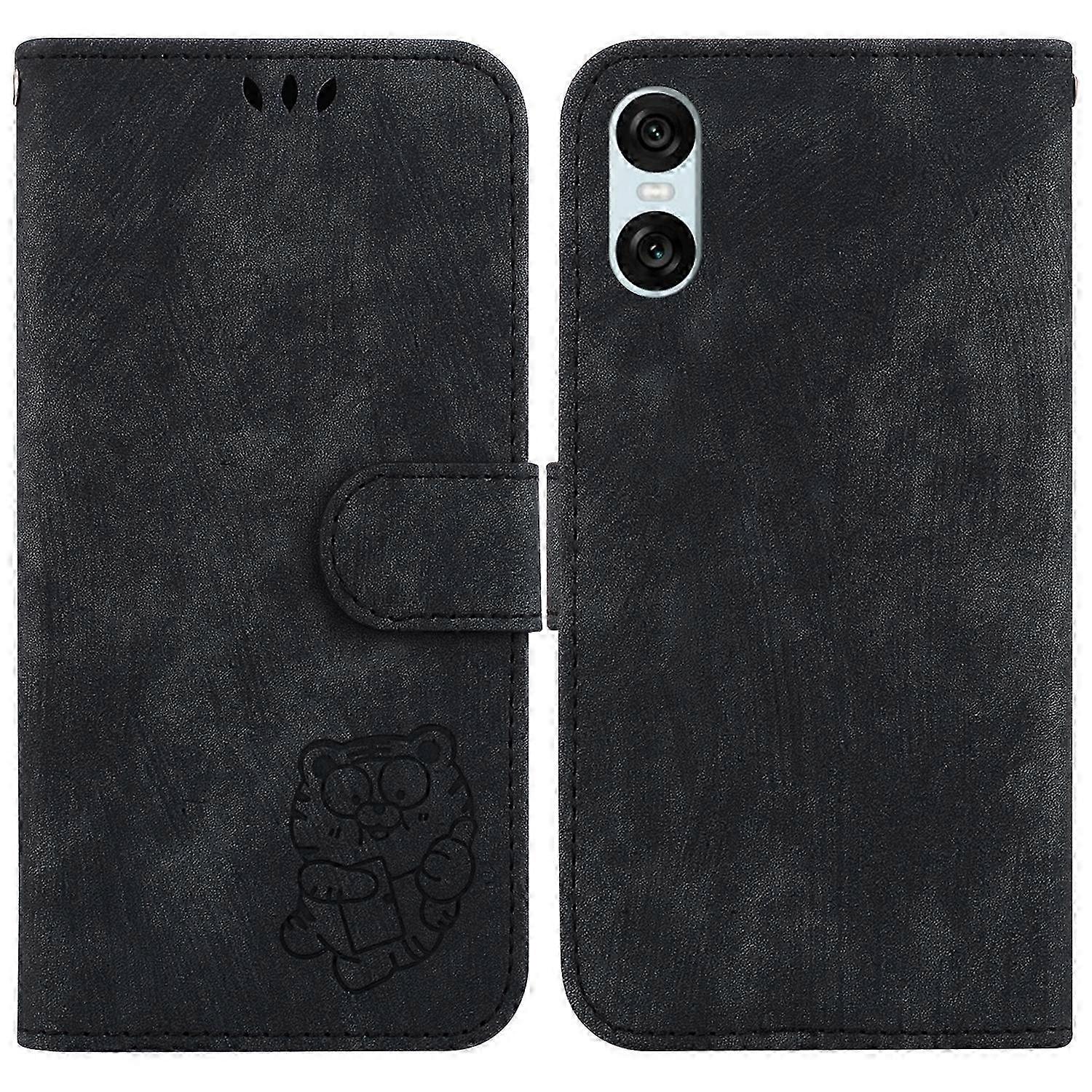 Bestickte Leder-handyhülle Mit Tigermuster Für Android-smartphones