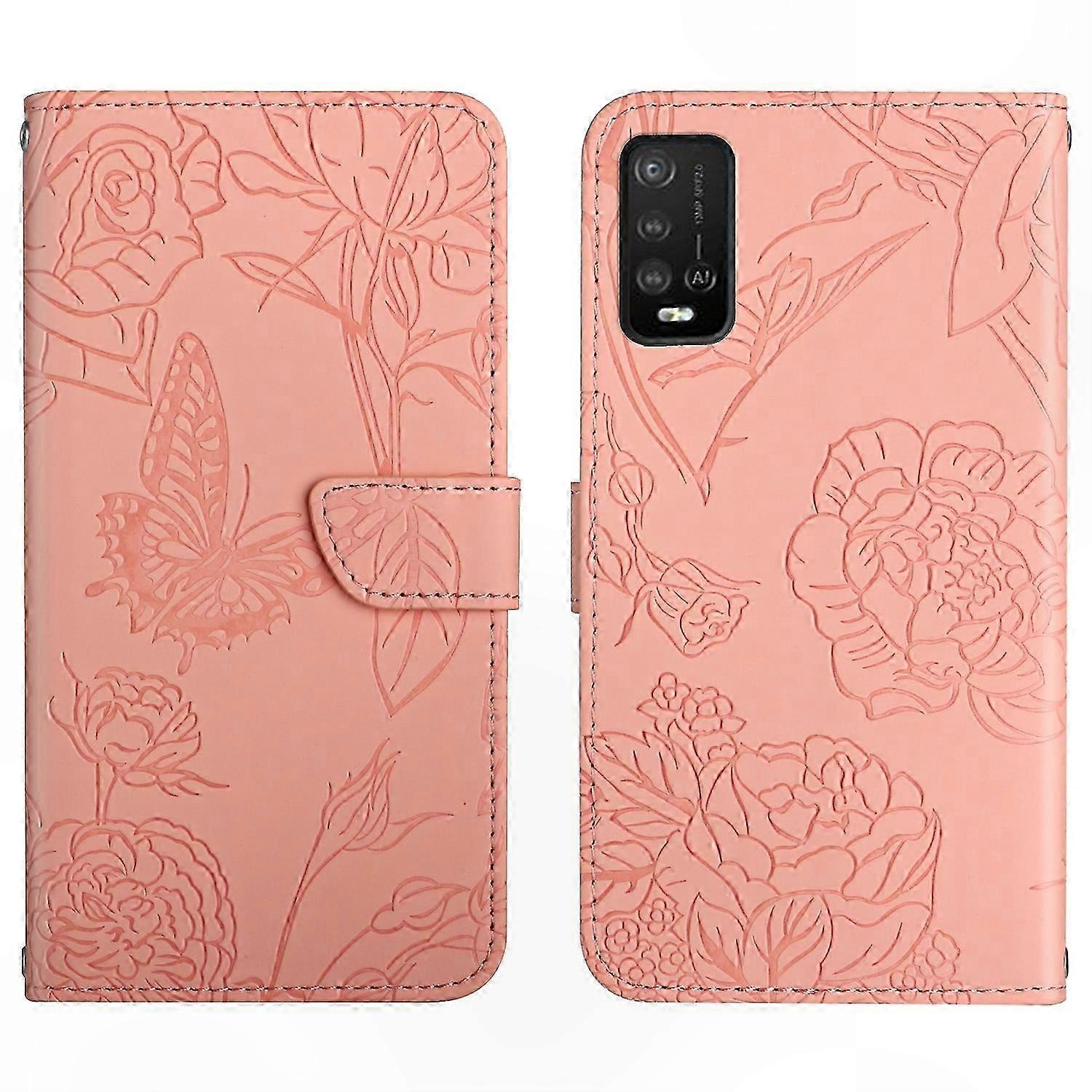 Emed Echtlederhülle Für Power U10/u20, Pfingstrosen-schmetterlings-design, Eleganter Smartphone-schutz