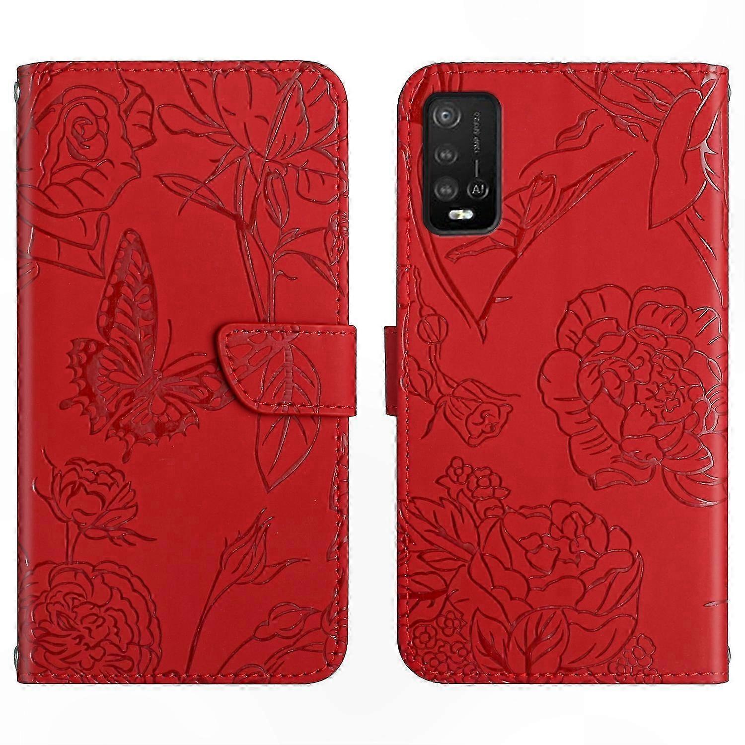 Echtlederhülle „butterfly Peony“ Für Power U10/u20 Smartphone, Elegante Und Schützende Hülle, Modell Emed, Premium-klapphülle