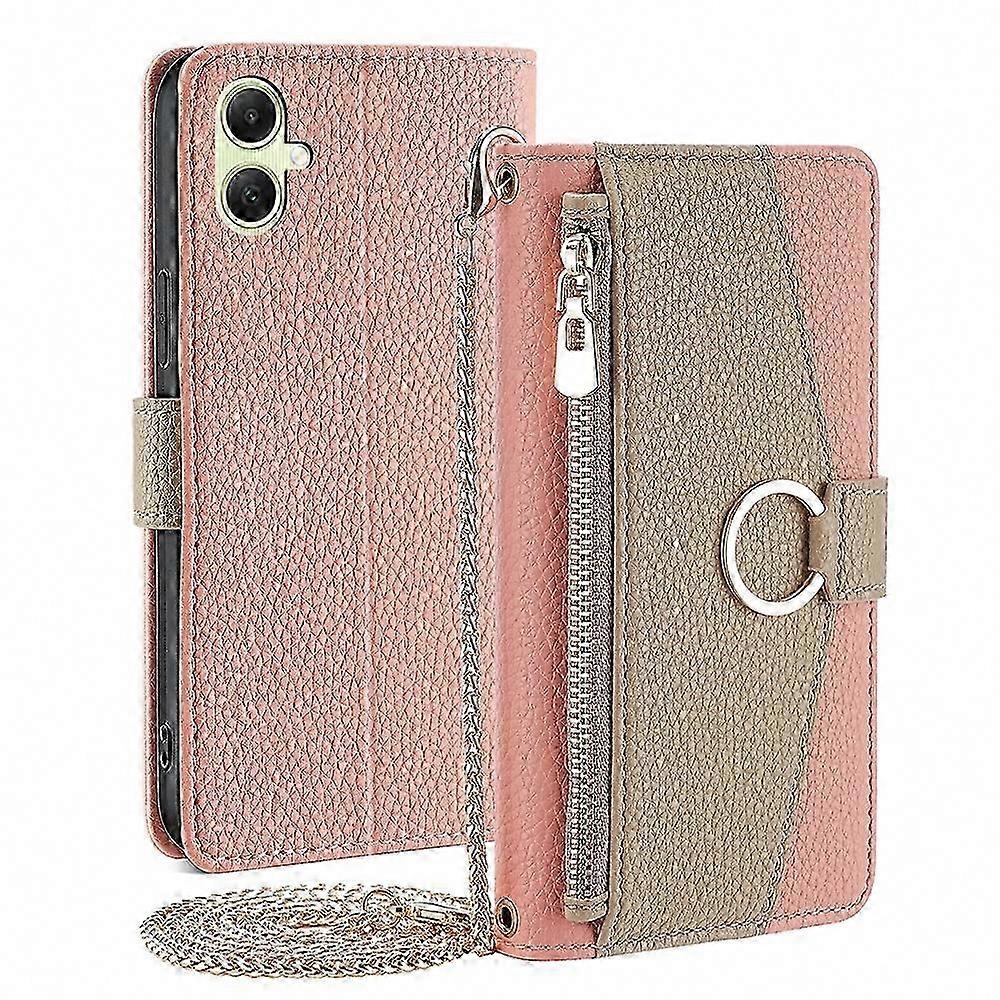 Schultertasche/handyhülle Aus Genarbtem Leder In Litschi-farbe Für Iphone Und Android