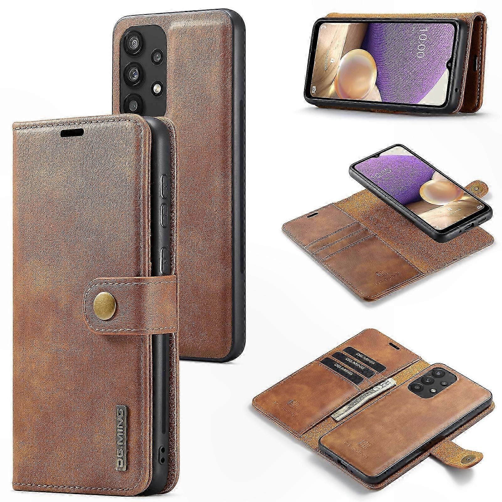 Hülle Aus Crazy-horse-leder Mit Abnehmbarer Magnetstruktur Für Das A33 5g-smartphone, Hülle Mit Integriertem Magneten, Robuster Schutz Und Vintage-stil