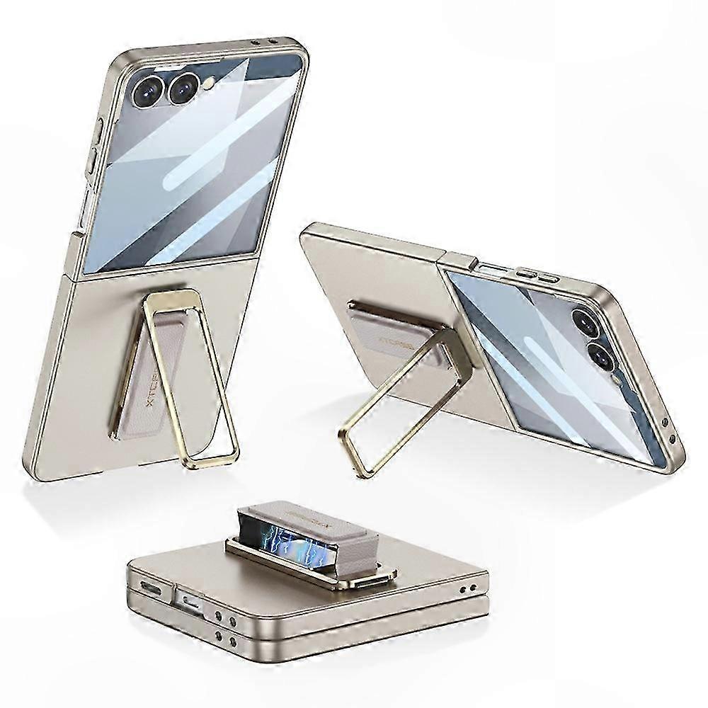 Galaxy Z Flip7 5g Hülle Mit Ständer, Schlankem Panzerglas Und Pc-abdeckung, Schlanke Schutzhülle Für Smartphone