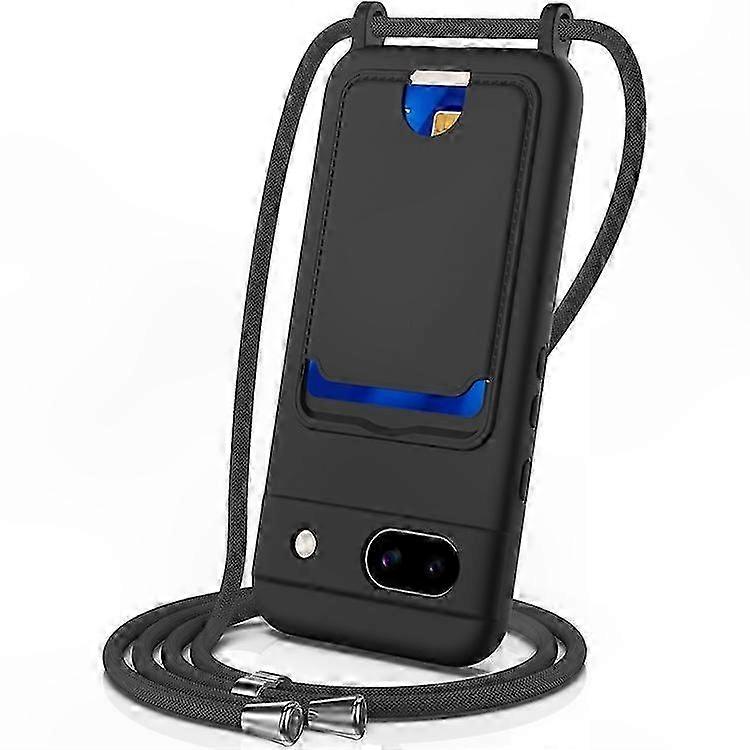 Silikon-handyhülle Für Pixel 8a Mit Kartenhalter Und Trageband, Robuste Rückseite Für Den Täglichen Schutz