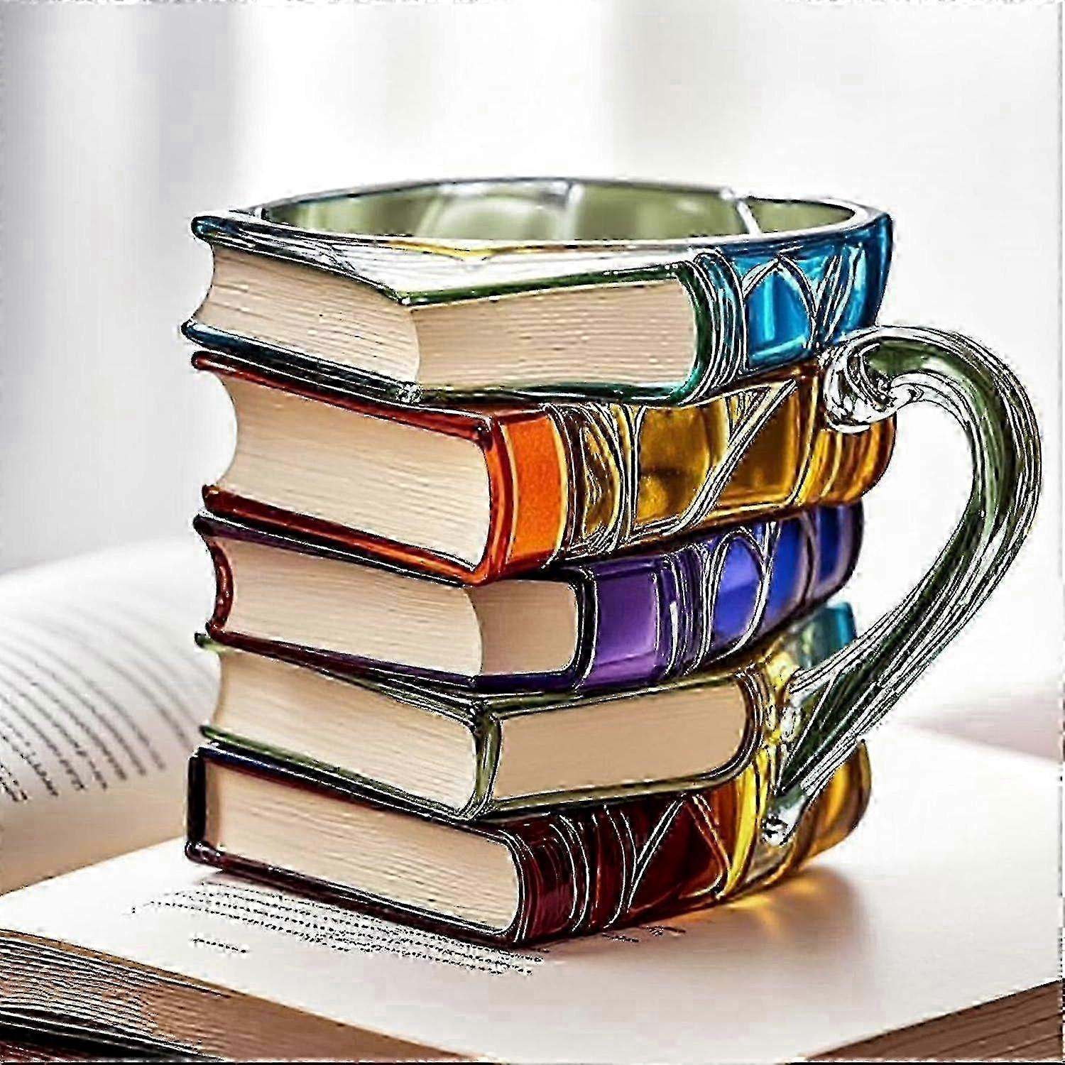 Handbemalter Keramikbecher Mit Einzigartigem 3d-buchmotiv, Ideales Geschenk Für Literaturliebhaber