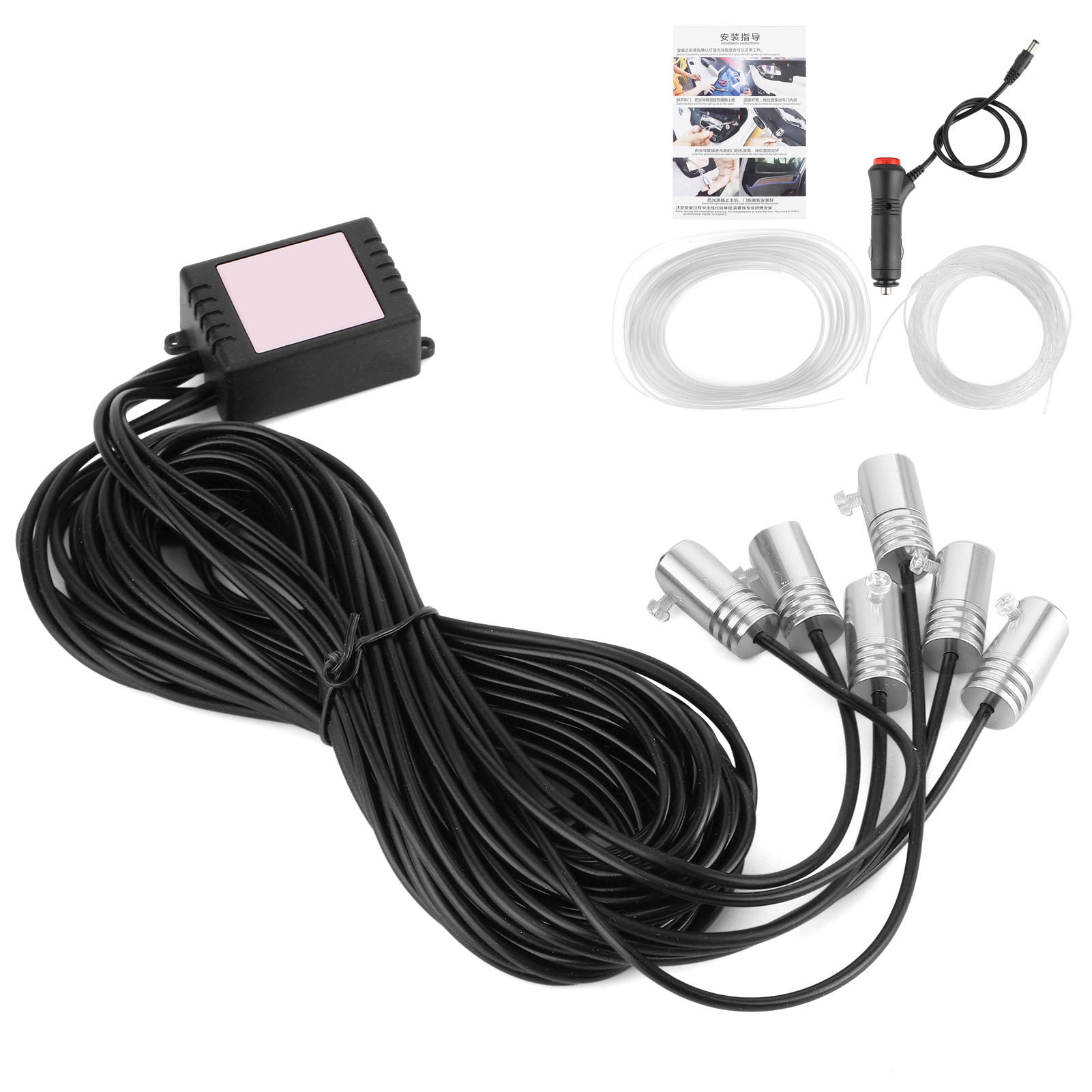 Rgb-led-ambientebeleuchtung Mit Musiksteuerung, 6 Leuchten Für Armaturenbrett Und Türverkleidungen