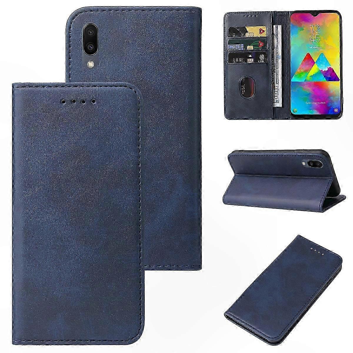 Lederhülle Mit Magnetverschluss Für Galaxy M20, Elegante Schutzhülle, Magnetische Klapptasche, Hochwertige Verarbeitung, Robustes Und Edles Handy-accessoire.