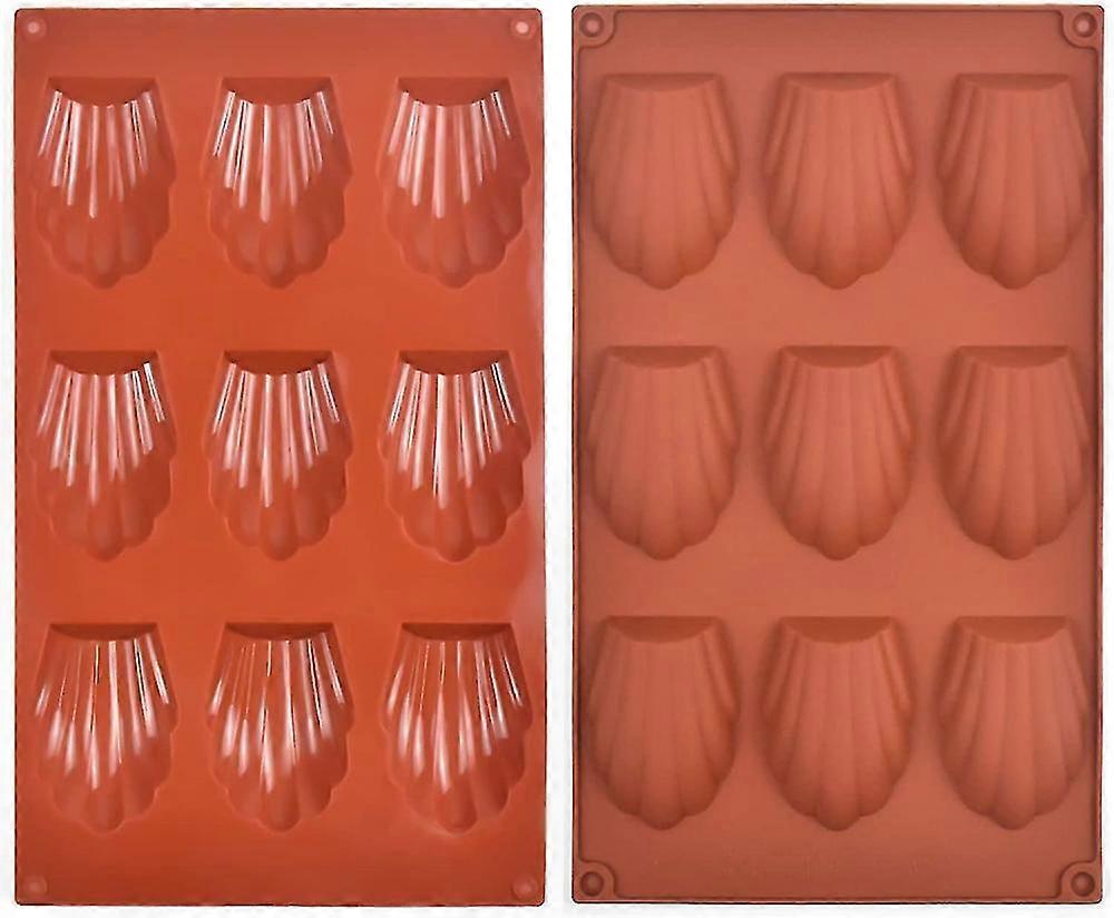 Silikon-madeleineform, 2er-set, 9 Antihaftbeschichtete Mulden, 29 X 17 Cm Backblech Für Gebäck Und Desserts.
