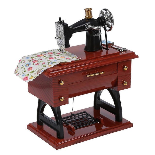 Vintage Mini-nähmaschine Mit Aufziehmechanismus, Mechanische Retro-spieluhr, Nostalgischer Dekorationsgegenstand, Sammlerstück, Originelles Geschenk, Funktionsfähiges Antikes Modell.