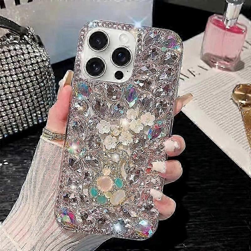 Mit Diamanten Besetzte Pc-handyhülle, Handgefertigtes Pflaumenblüten-design, Robuste Smartphone-hülle, Schlanker Und Eleganter Schutz, Glänzende Oberfläche, Kompatibel Mit Mehreren Modellen, Edles Acc