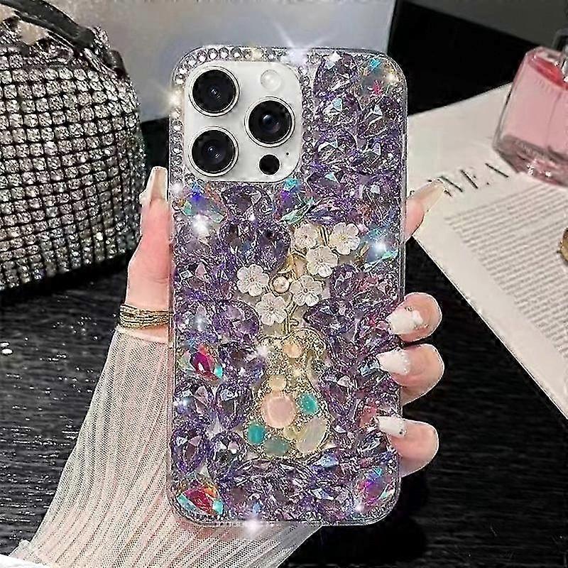Mit Strasssteinen Besetzte Pc-handyhülle, Pflaumenblüten-design, Handgefertigt, Robuste Smartphone-hülle, Florale Verzierung Mit Diamanten, Personalisiertes Accessoire.