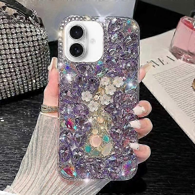 Strassbesetzte Pc-handyhülle Mit Handgefertigtem Pflaumenblütenmuster, Robuste Hartschalen-smartphone-hülle, Schlanker Und Eleganter Schutz, Dekoratives Handy-accessoire