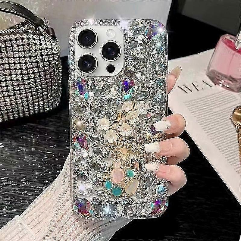 Mit Diamanten Besetzte Pc-handyhülle, Pflaumenblüten-design, Handgefertigt, Robuste Smartphone-hülle, Schlanker Und Eleganter Schutz, Dekoratives Schmuckstück, Personalisiertes Accessoire, Universelle