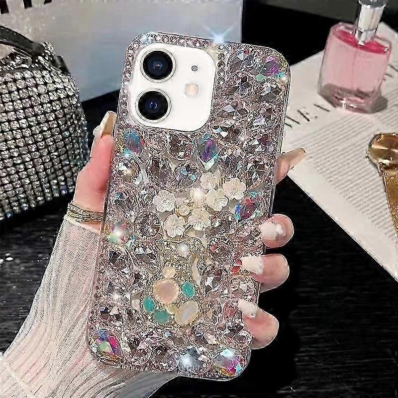 Handgefertigte Handy-/pc-hülle Mit Strasssteinen Und Pflaumenblütenmuster Für Smartphones, Dekorative Hartschale, Schlanker Und Eleganter Schutz.