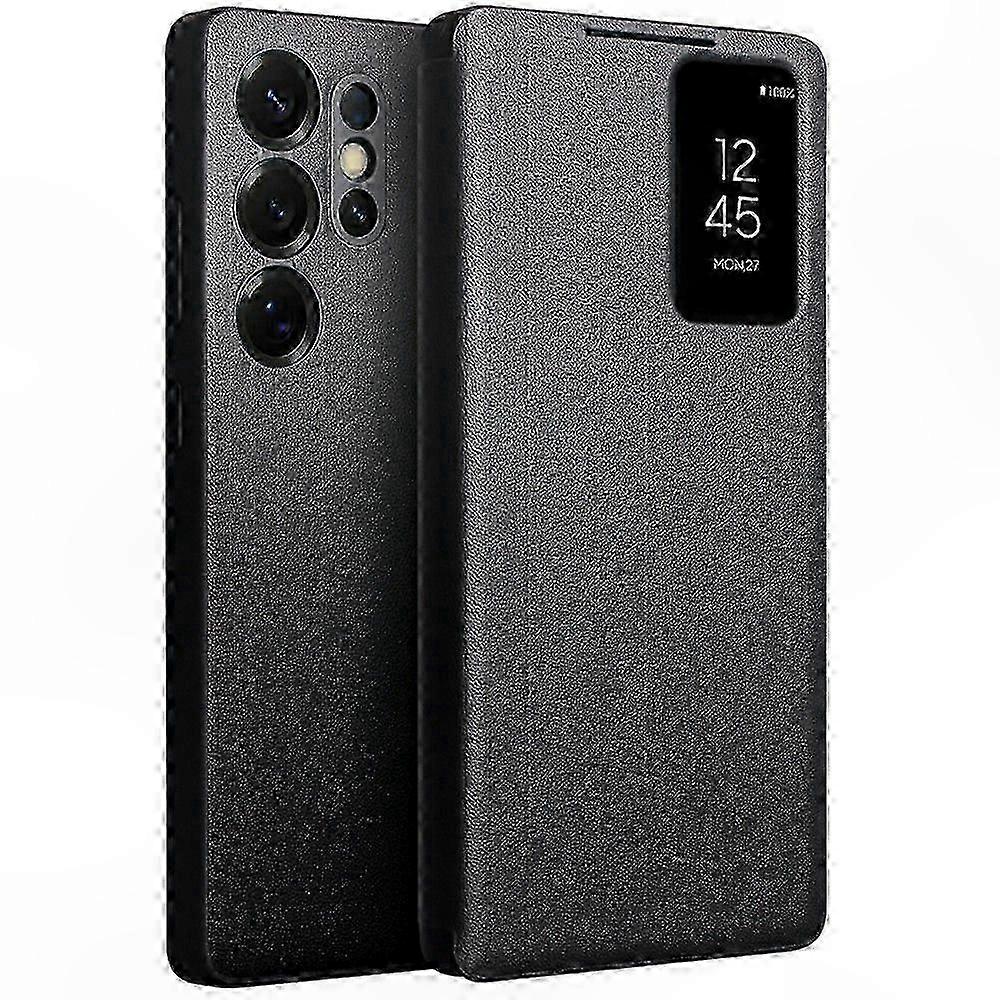 Lederhülle Mit Sichtfenster Für S25 Ultra, Klapphülle Mit Sichtbarem Bildschirm, Hochwertige Smartphone-hülle Aus Echtem Leder, Rundumschutz Mit Integrierter Brieftasche, Zubehör Für Samsung Galaxy S2