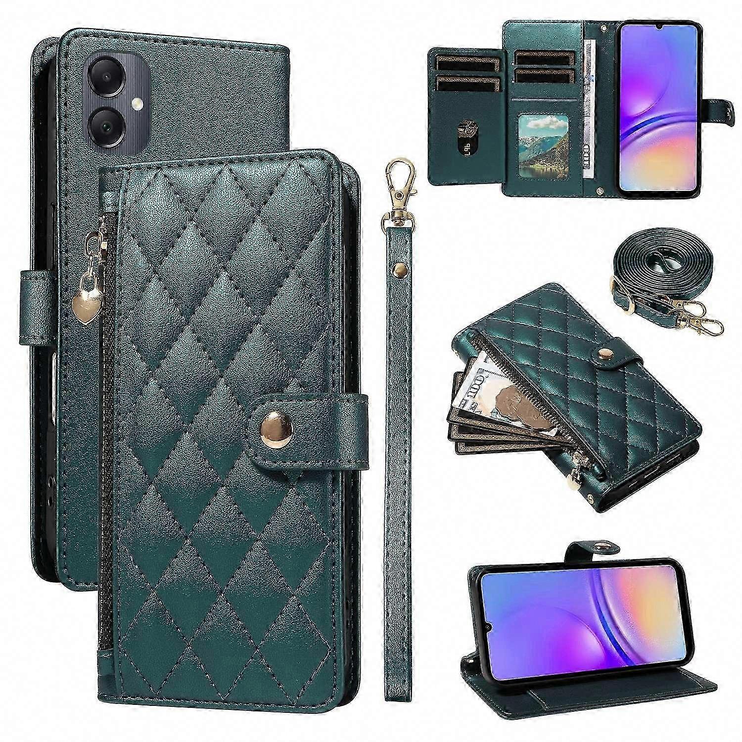 Galaxy A06 5g/4g Brieftaschenhülle Mit Trageband, Diamantlederhülle Mit Ständer, Robuster Und Eleganter Schutz
