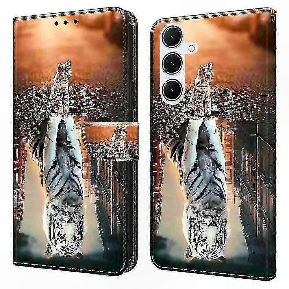 3d-leder-wallet-case Mit Magnetverschluss Für 4g- Und 5g-smartphones – Design In Fließendem Silber