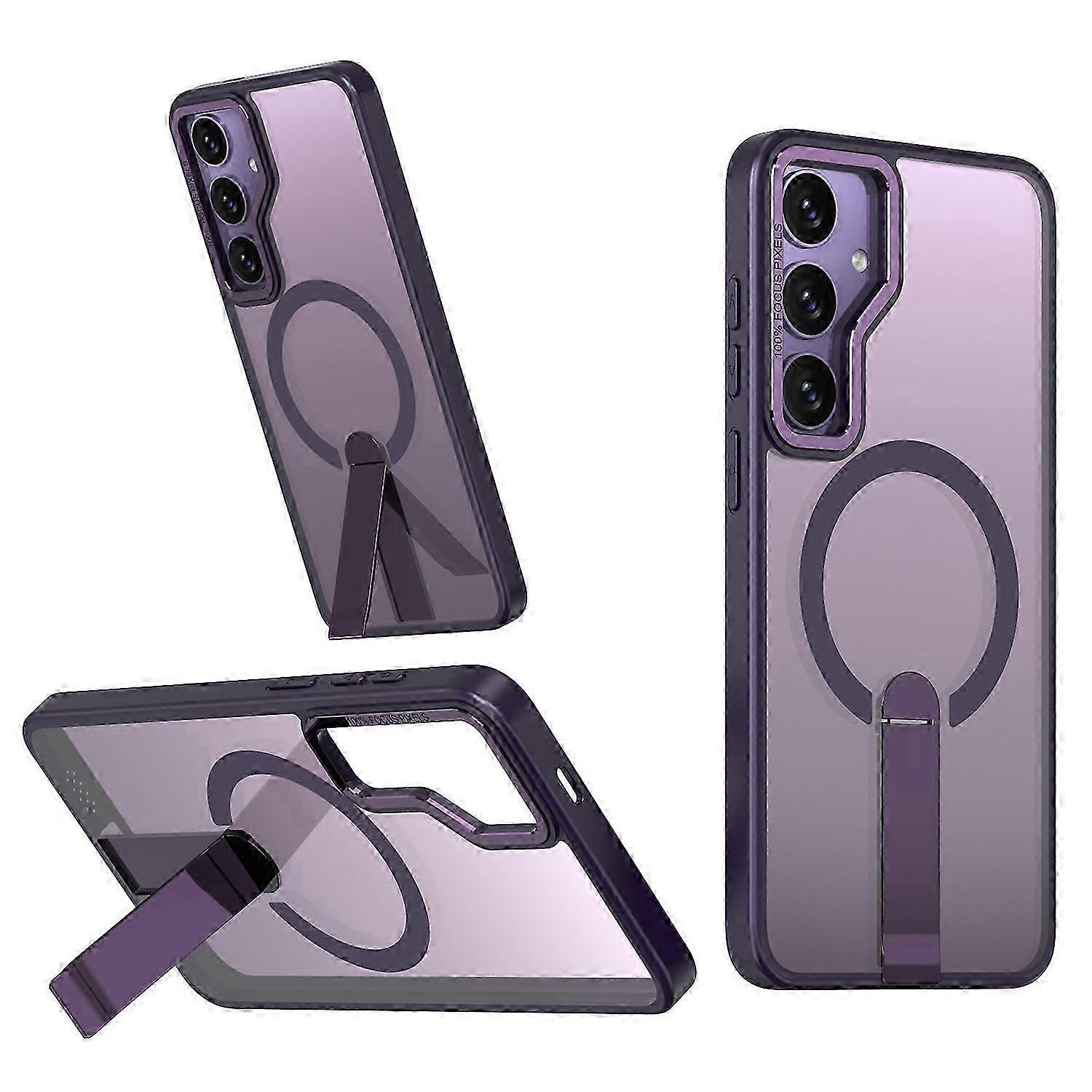 Galaxy S24 Fe Handyhülle, Verstärkter Schutz Aus Acryl-tpu, Dunkelviolette Tönung, Magsafe Magnetständer Mit Ausziehbarem Ständer, Robuste Und Elegante Hülle.