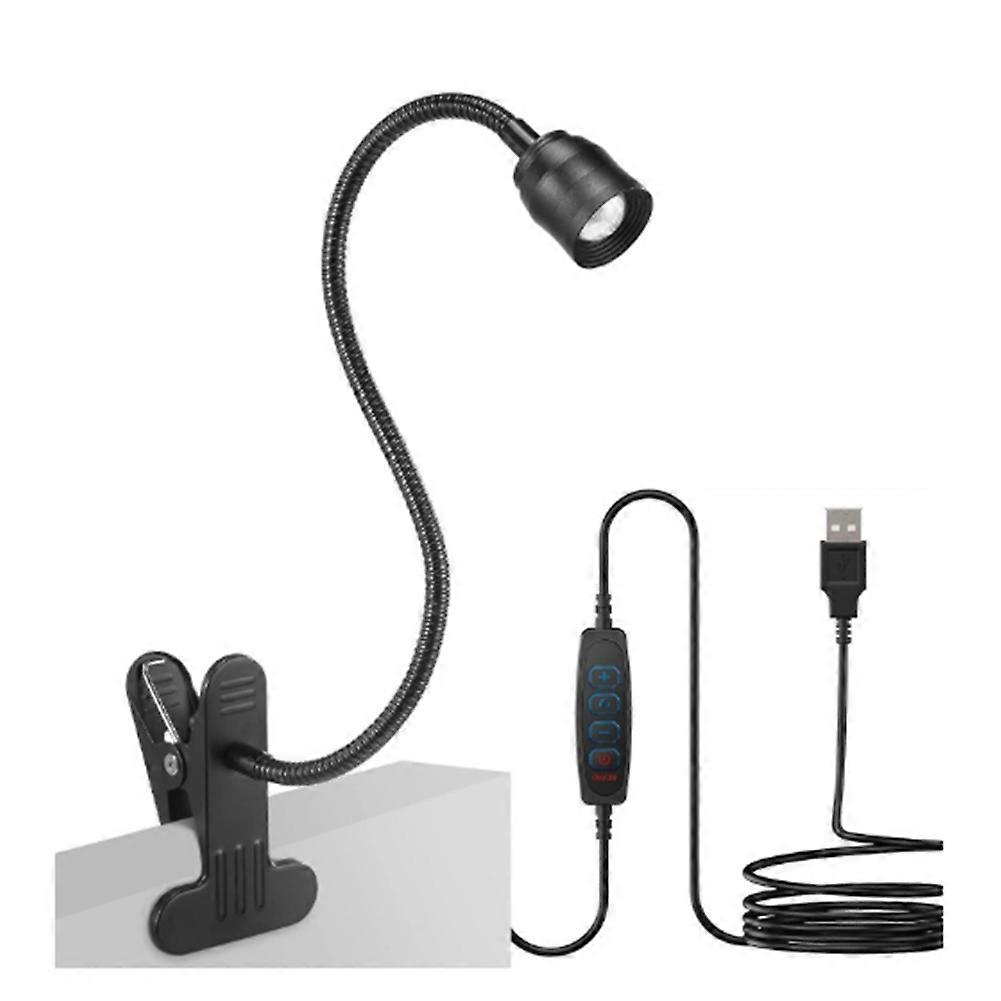 Wiederaufladbare Led-leselampe Mit Usb-anschluss, 3-farbiger Buchklemme Mit Dimmer, Flexible Schreibtischbeleuchtung