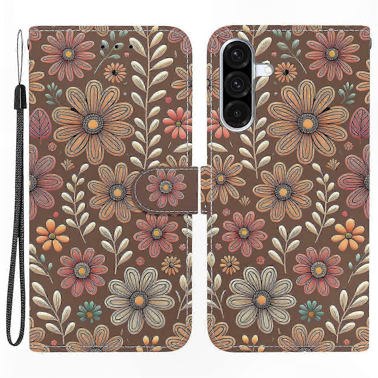 Galaxy A26 5g Brieftaschenhülle, Leder Mit Blumenmuster, Inklusive Ständer Und Trageschlaufe, Handyhülle Mit Integriertem Ständer Und Handschlaufe, Klapphülle Mit Blumenmuster