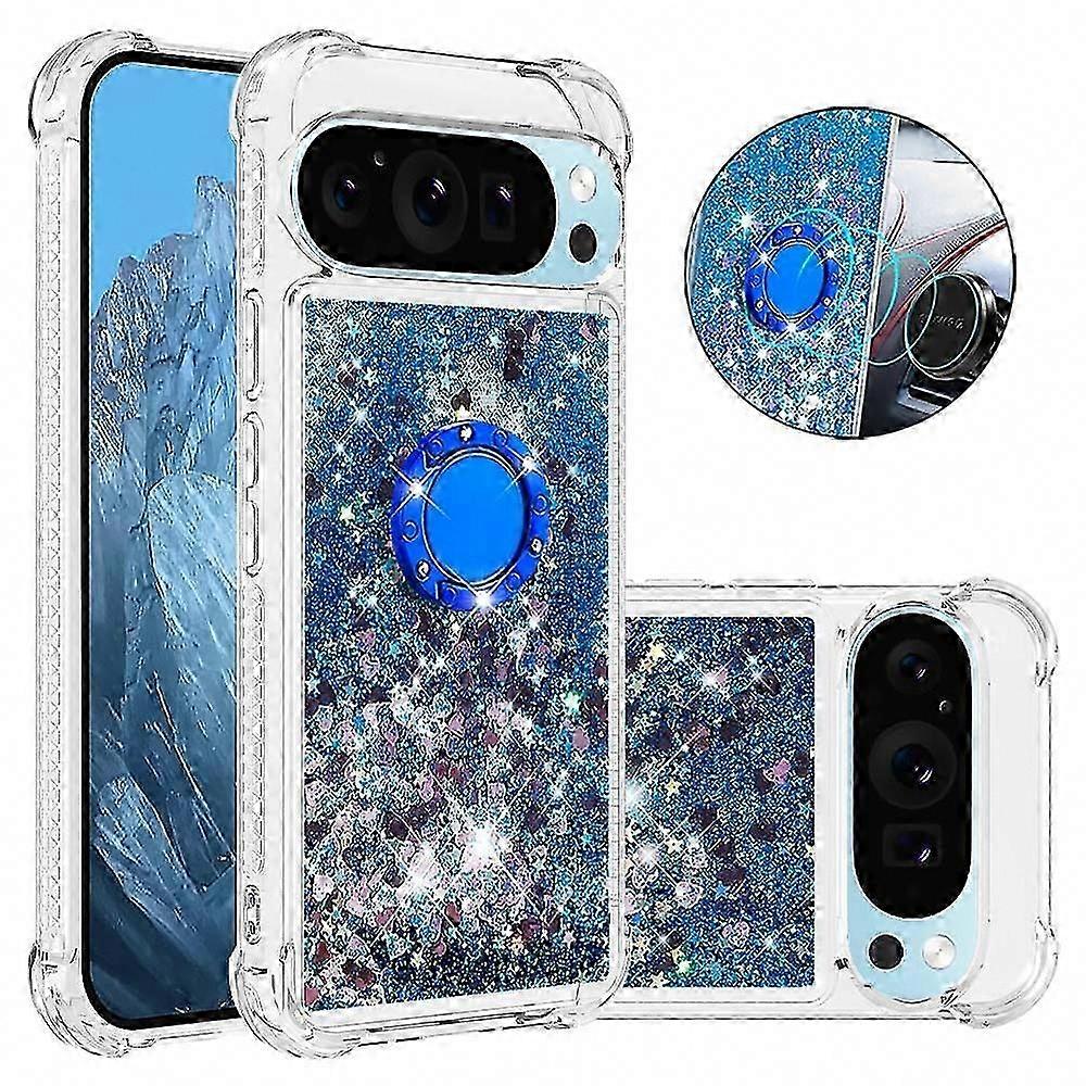 Google Pixel 10 Pro Hülle, Stoßfeste Tpu-schutzhülle Mit Ständer, Strukturierte Sandoptik Mit Grünem Herzmuster, Robuste Schutzhülle